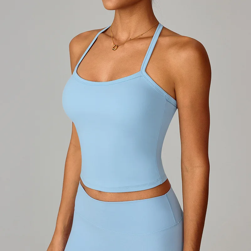 Women's Brushed Back Yoga Tank, Quick Dry Workout Vest with Back Support, Breathable Running Top for Gym & Outdoor image 5