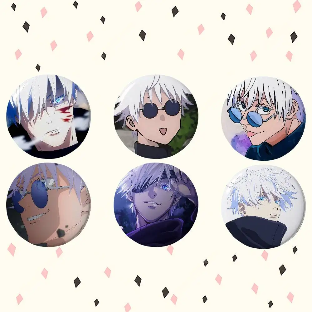 Cartoon Cool Satoru Gojo Anime Round Laser Badge Cartoon Brooch Clothes Backpack Accessories Lapel
