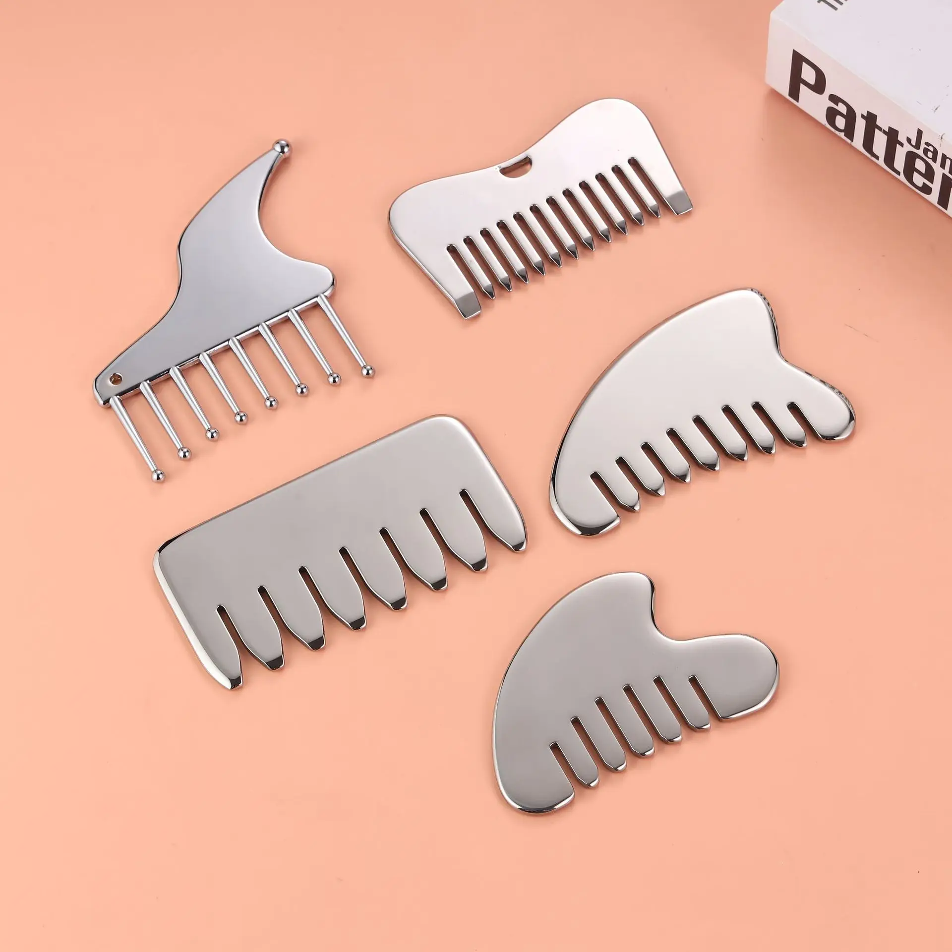 

Расческа Гуа Ша из нержавеющей стали, лифтинг лица и массажер для кожи головы, инструмент для терапии головы для массажа тела