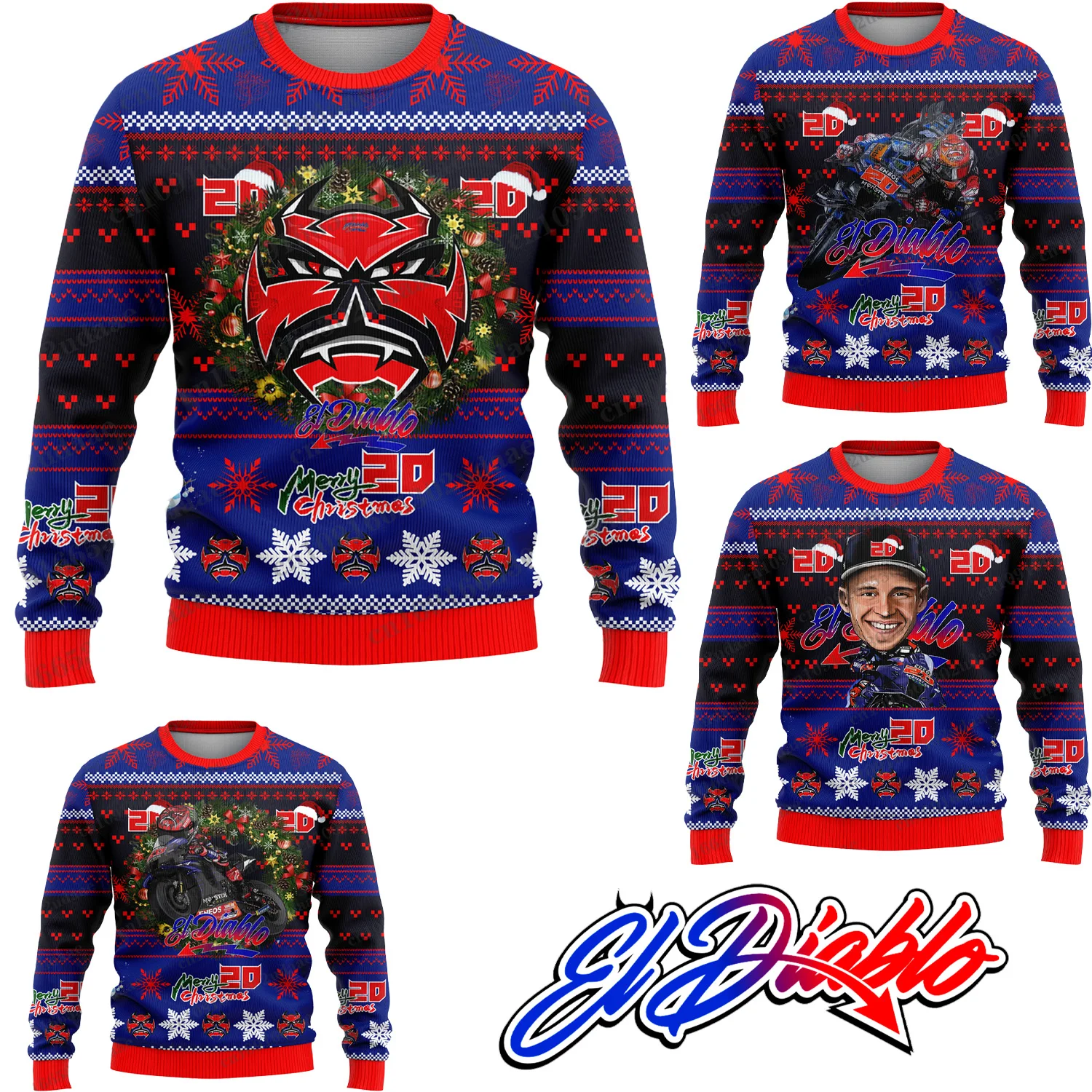 جديد 25-26 فابيو كوارتارارو رقم. 20 سائق عيد الميلاد متعة Crewneck البلوز الشتاء الاحتفال عيد الميلاد عارضة...