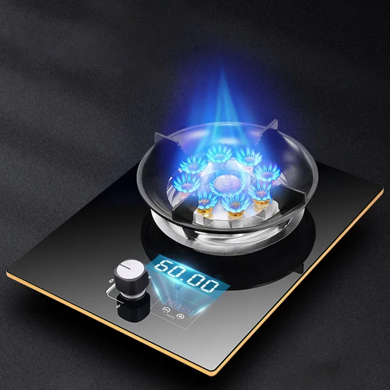 New Gas Stove Single Gas Cooktop Desktop Timing Fierce Fire Stove Stainless Steel Embedded Estufas