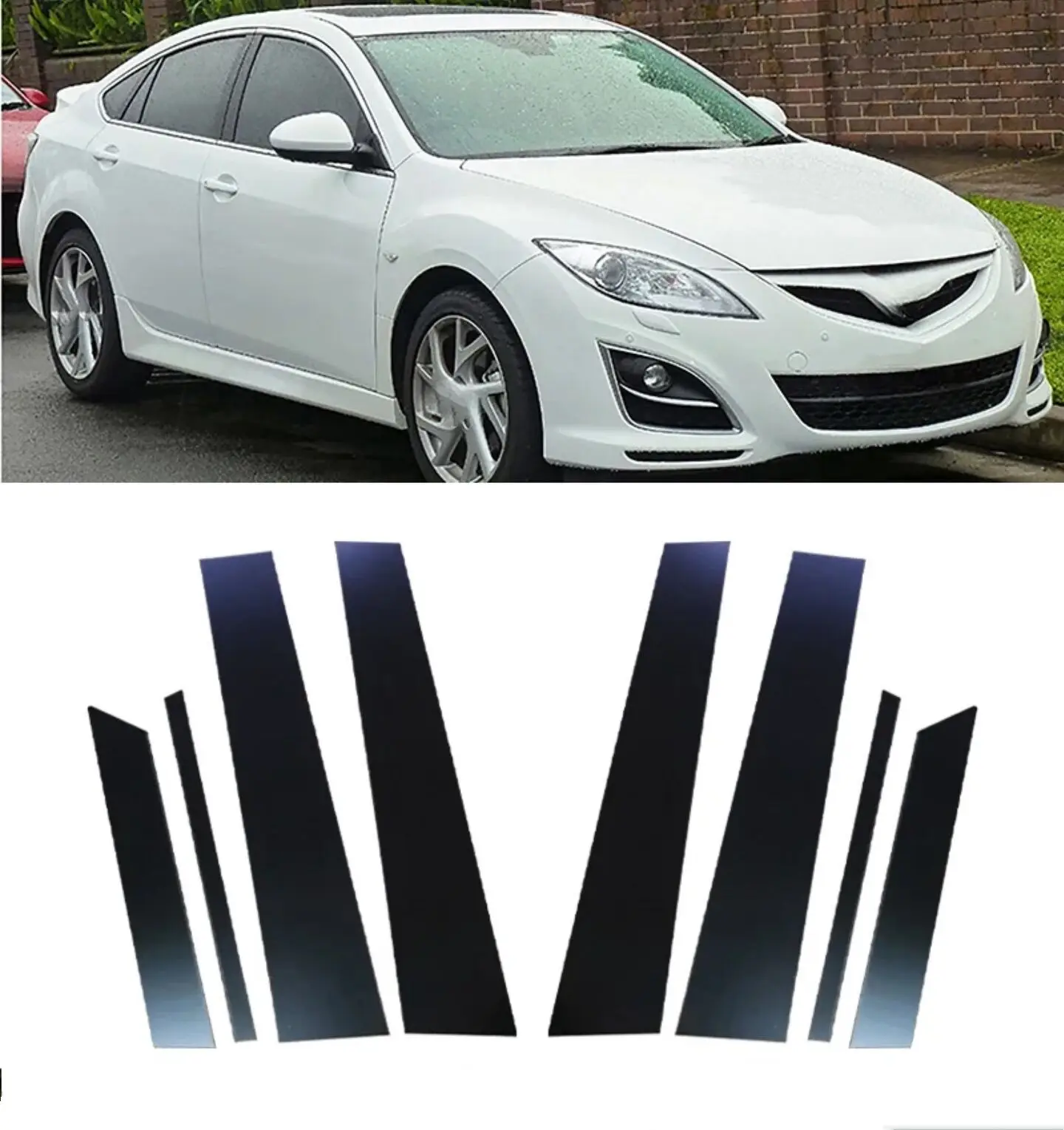 

8Pcs Pillar Posts Glossy Black Fit For Mazda 6 GH1 Liftback 2009 2010 2011 2012 2013 Window Trim Door Side Cover Accessories