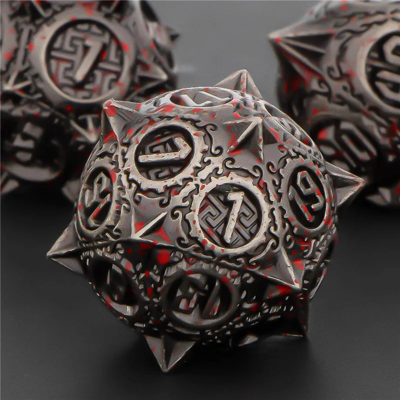 KERWELLSI DND Metal  Dice Set, 7pcs D&D Dice Set, Polyhedral Dungeon and Dragon Role Playing Game Dice, Handmade D and D Dice