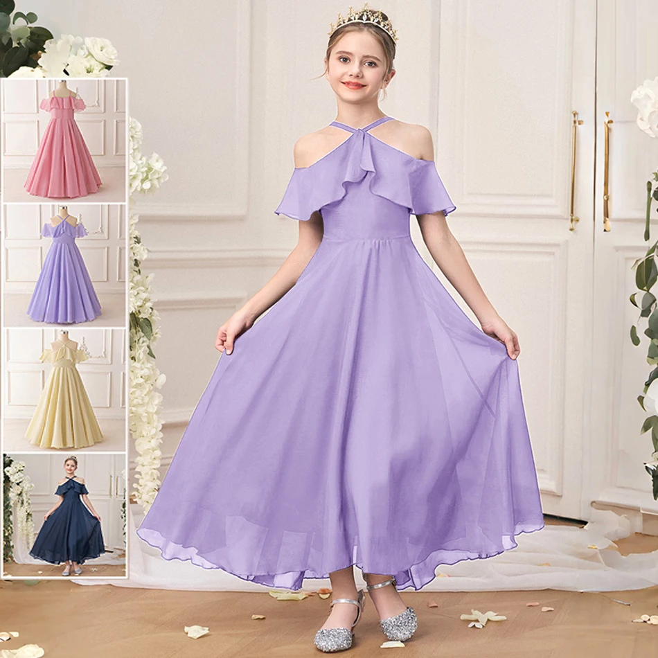 

Детское однотонное шифоновое платье на бретельках, детское модное платье принцессы для девочек, вечерние платья для дня рождения, вечеринки, От 8 до 12 лет