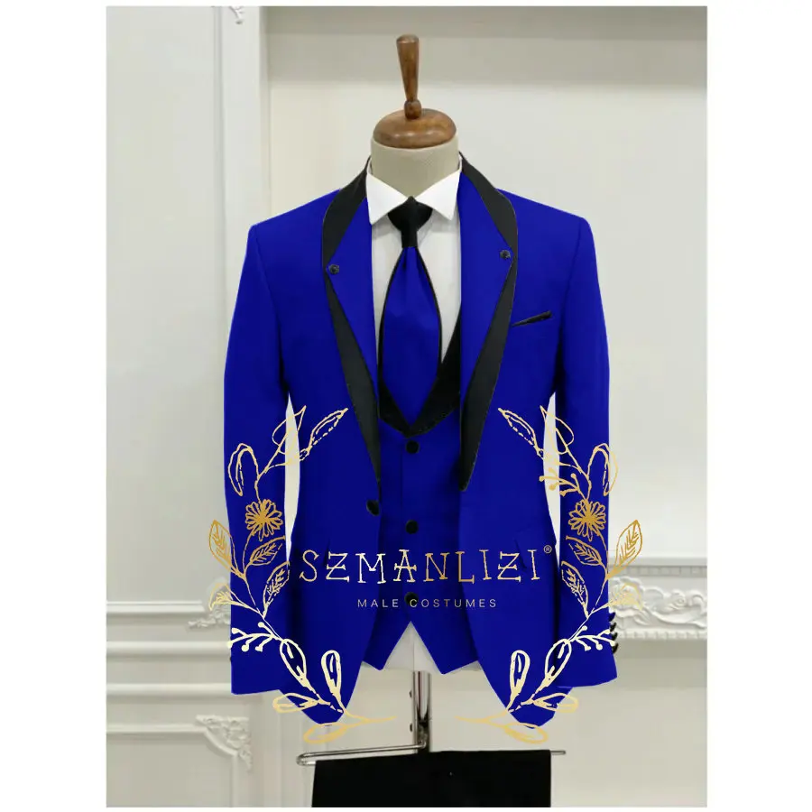 2025 White Men's Suit Groom Wedding Tuxedos Jacket Pants Vest 3-piece Set Slim Fit Male Party Groomsmen Formal Best Man Blazer