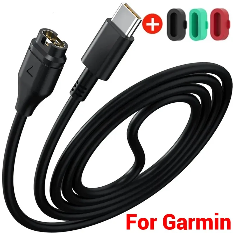 Adaptador de cargador tipo C/IOS para Garmin Fenix 7/7S/7X/6/6S/6X Forerunner 745 955 945, Cable de carga para reloj inteligente con enchufe antipolvo