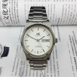 Shanghai Manual Mechanical Watch for Men Hand Wind Wristwatch Old Stock Reloj Business Man Sliver Stainless Steel Orologio Clock