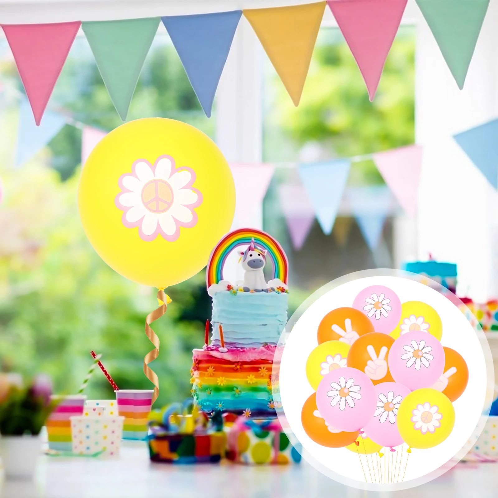 

48pcs Birthday Party Balloons Kids Supplies Daisy Decorations Latex Balloon Emulsion Backdrop Celebrations Festivals
