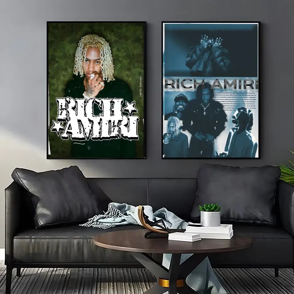 Rich A-Amiri Rapper Singer Poster Home Living Bed Room Bar Hallway Sticky Wall Art Printing Aesthetic Decor