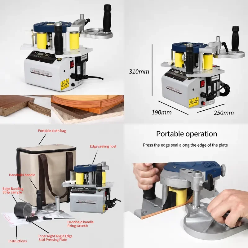 BR500 Handheld Edge Banding Machine, Manual Curve PVC Sealer for Woodworking, Portable Trimmer