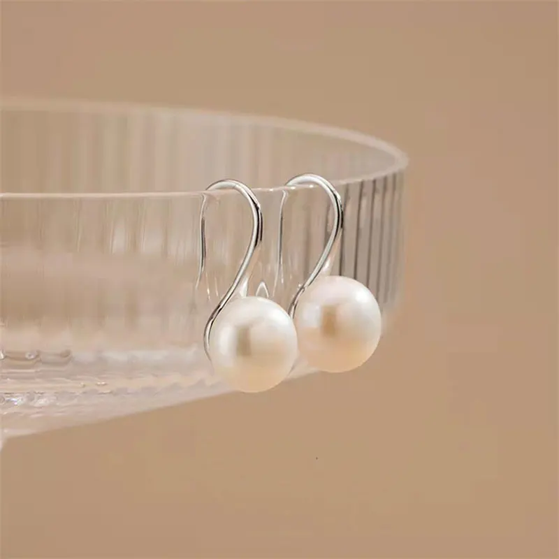 Senlissi- New Style Wholesale 8mm Natural Freshwater White Bread Pearl and 925 Sterling Silver Earrings for Women Jewelry Gifts