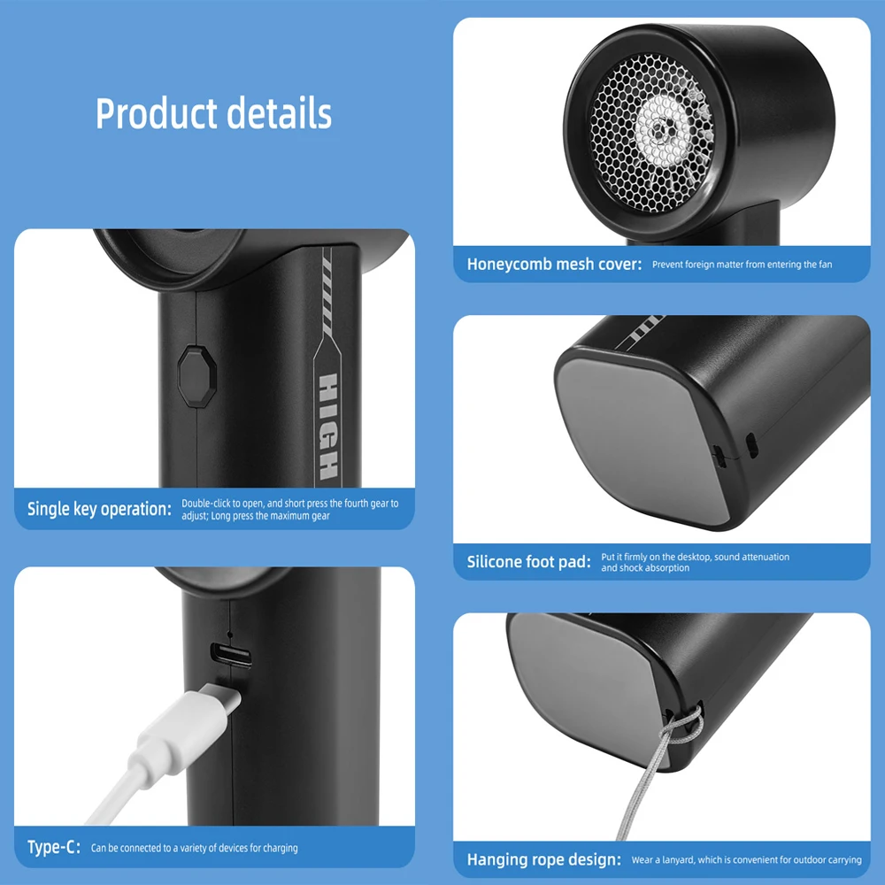 Mini Turbo Jet Fan Electric Air Duster with 5 Gear Adjustable 150000RPM Wind Speed 52m/s Car Computer Cleaning Blower Tool