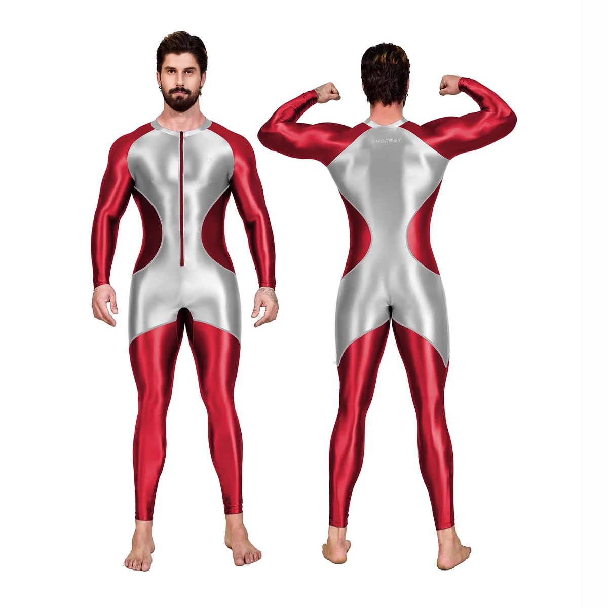 AMORESY Centurion سلسلة الساتان بريق مطاطا المرقعة تصفح ملابس السباحة بذلة رياضة اللياقة البدنية رياضية ارتداءها Playsuit تأثيري