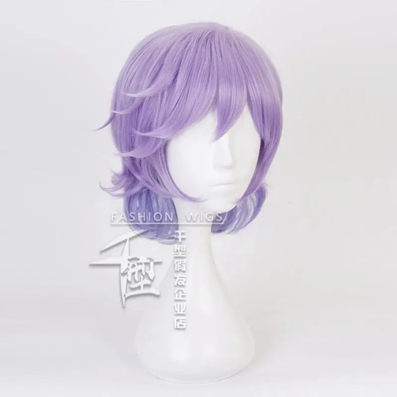 Game Twisted-Wonderland Epel Felmier Cosplay Wig Bluish Violet Gradation Short Hair Heat Resistant Synthetic Halloween Party