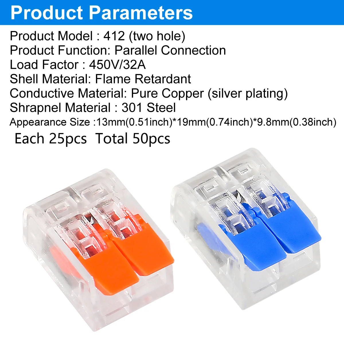 100pcs Quick Wire Connectors Plug-in Universal Compact Home Wiring Cable Connector 2/3 Pin Conductor Terminal Block