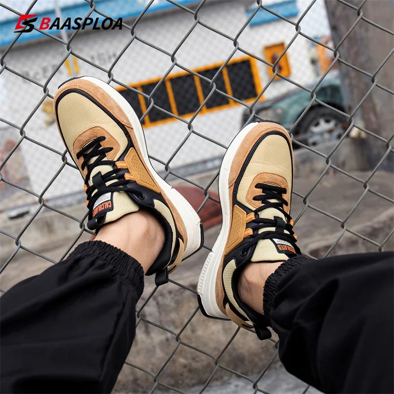 Baasploa Fashion Walking Shoes For Men 2024 Casual Men\'s Designer Leather Lightweight Sneakers Male Outdoor Sports Running Shoes