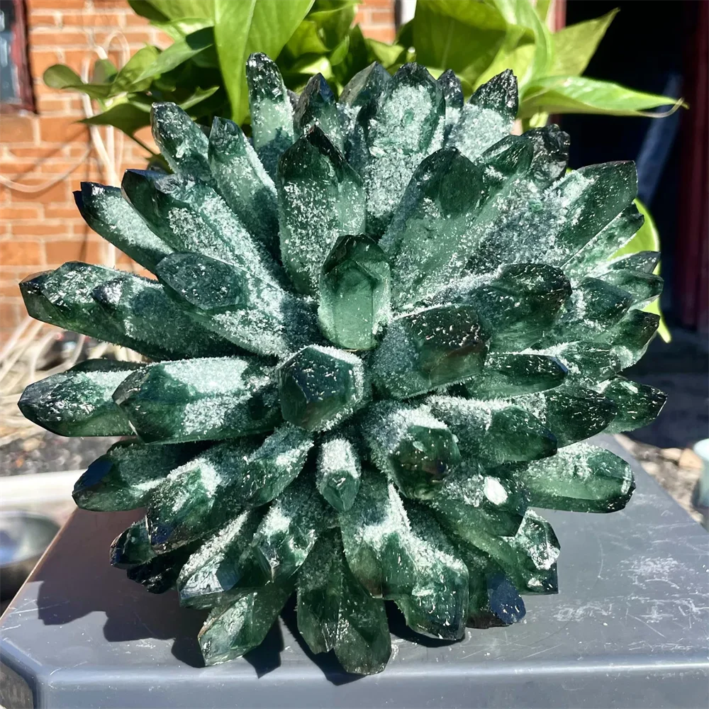 

Newly Discovered Green Phantom Quartz Crystal Cluster Mineral Sample Repair, Mineral Reiki Healing Cluster, Energy Degaussing