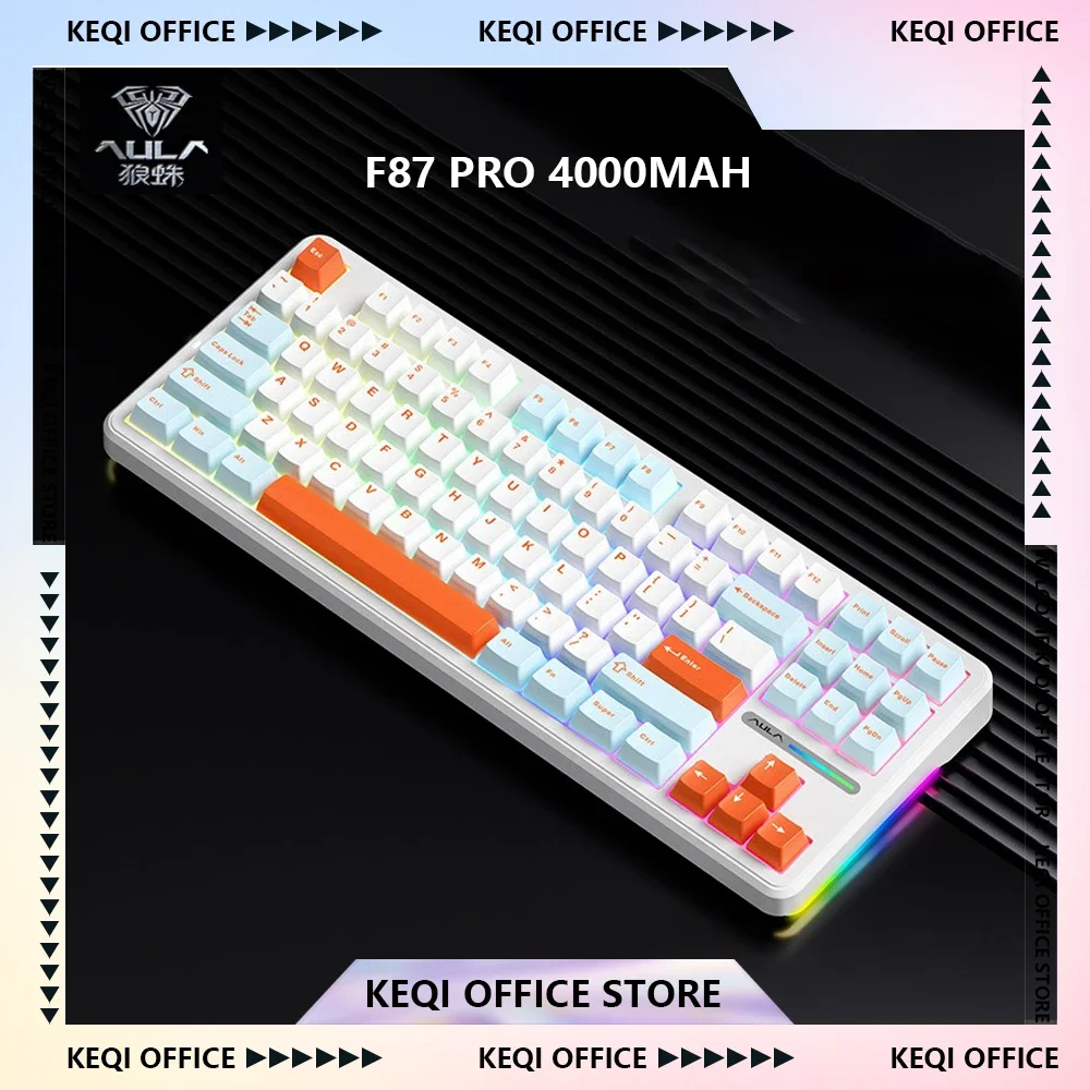 

AULA F87 Pro Wireless Mechanical Keyboard 2.4G Bluetooth 3Mode 4000mAh Hot Swappable RGB Side Light for PC E-sports Gamer Gifts