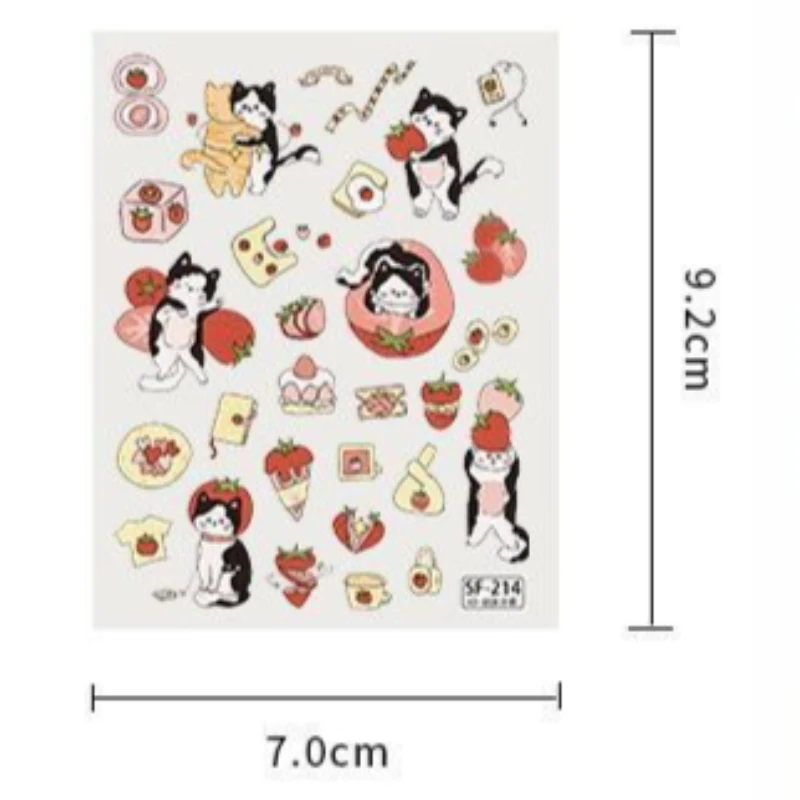 Cute Ins 3D Embossed Jelly Stickers Cartoon Dessert Cat Strawberry DIY Phone Journal Decor Stickers