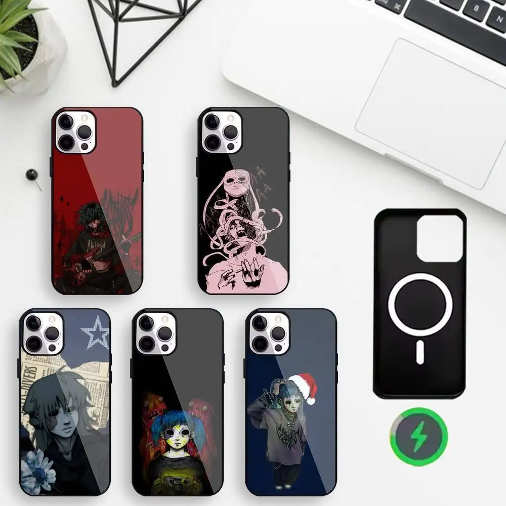 

Dark Gothic S-Sally F-Face Phone Case For iPhone17,16,15,14,13,12,11 Max Black Wireless Charging Protecitve Cover