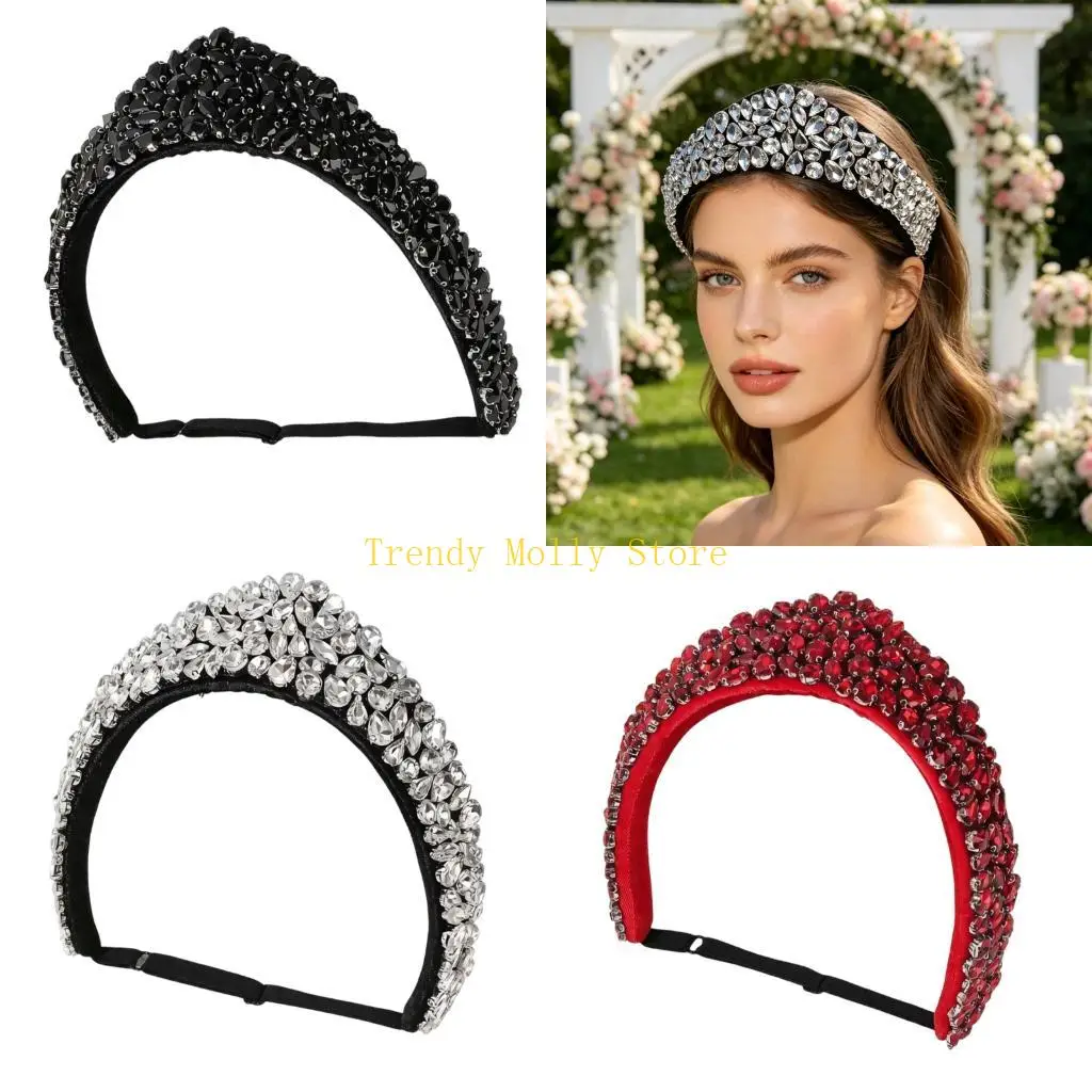 

N5KB Elegant Baroque Rhinestones Hairband Styling Accessory Party Crownpiece Hairhoop
