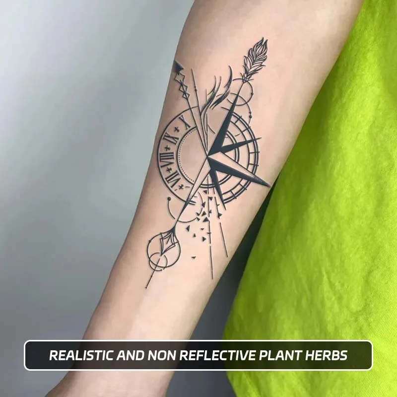 

Long-lasting waterproof tattoo stickers simulated non-reflective temporary tattoo compass pointer pattern arm fake tattoo