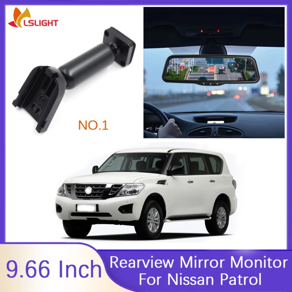 9,66-дюймовый автомобильный зеркальный монитор для вождения, рекордер для Nissan Patrol 2012-2023 HD 1080P, поддержка AHD с оригинальным кронштейном