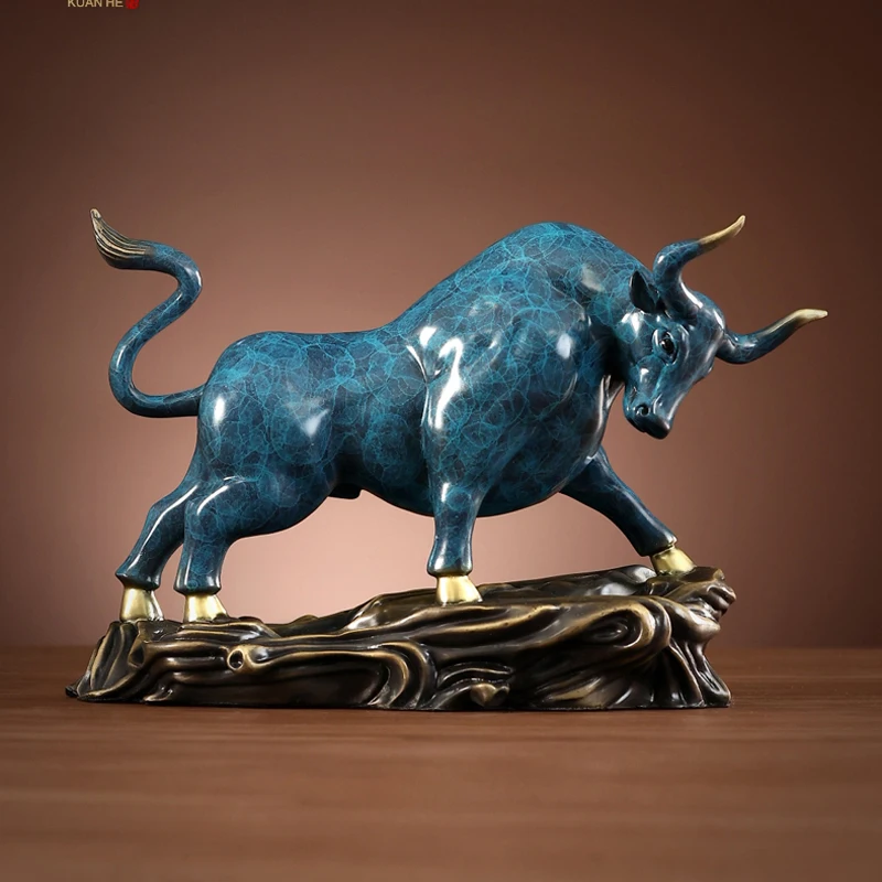 high grade GOOD LUCK Mascot Stock market bull Career wealth bull Bronze statue HOME Shop Club BAR Company Decoration
