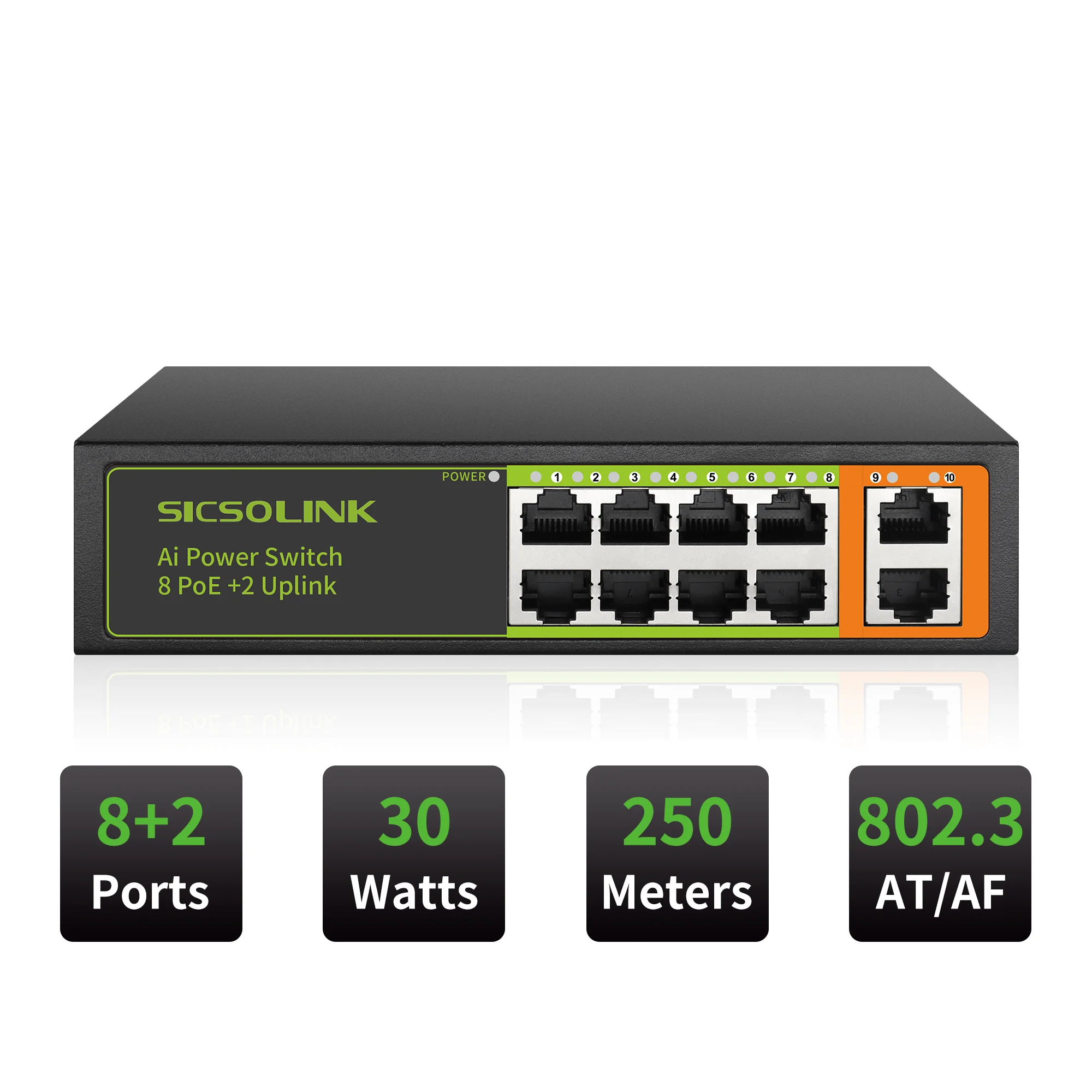 switch inteligente com 10 portas poe mais switch uplinks 8023af at120w potencia total 10 100 1000 mbps desbloqueado fanless ai 01