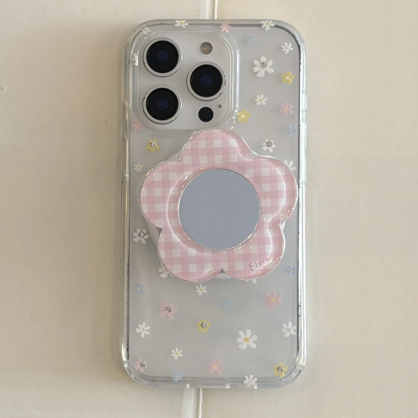 

Full-screen mini daisy mirror magnetic transparent point-cut diamond colored mirror surface flower mobile phone case Applicable