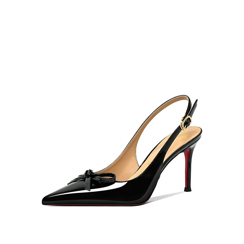 

Summer Women Pointed Toe High Heels Fashion Butterfly-Knot Slingbacks Pumps 2025 New Ladies Patent Leather Thin Heels Sandals