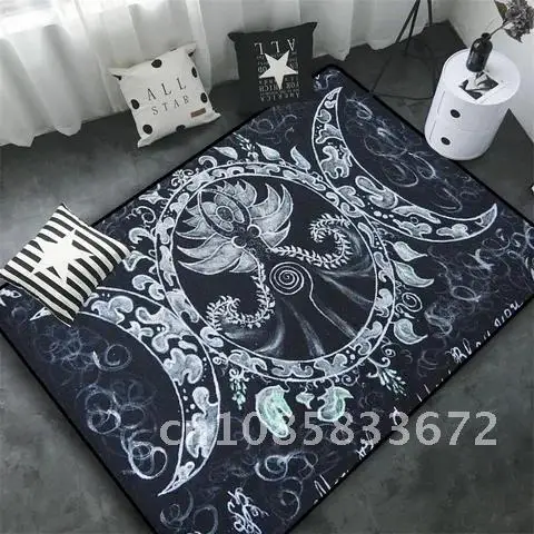 

Moon Pentagram Altar or Tarot Witchy Floor Mat Witchy Rug In Black Witch Altar Rug Gothic Decor Moon Phases Decor Floor Mat