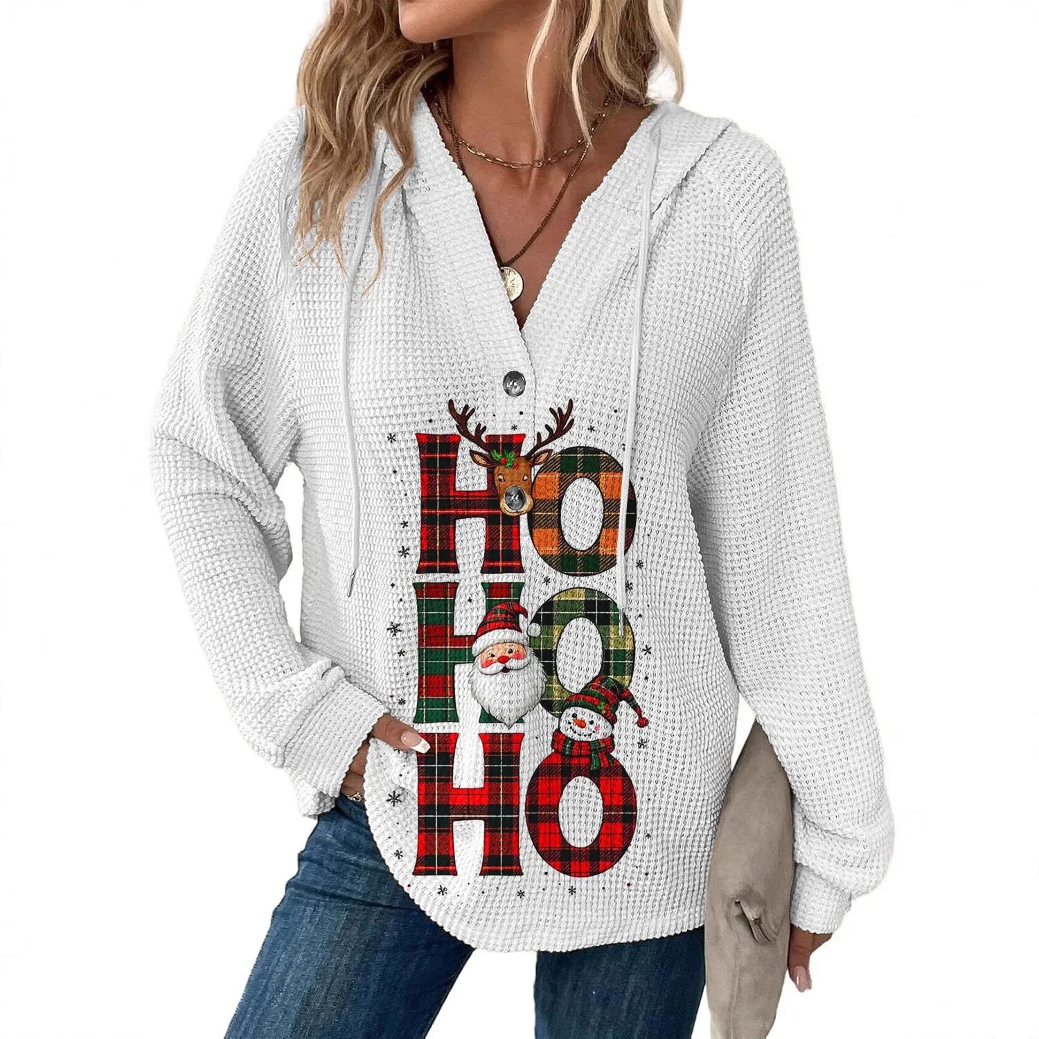 2026 frohe Weihnachten Rosa Baum Druck Frauen Hoody Alle-Spiel Herbst Hoodies Beiläufige Lose Pullover Harajuku Tasche Streetwear