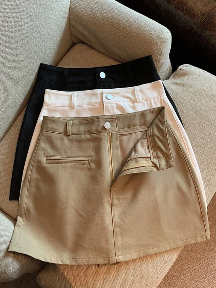 

High Waist A-Line Denim Skirt Women's Winter White ort Skirt Bodycon Skirt Small Size ort Skirt Anti-Light Exposure