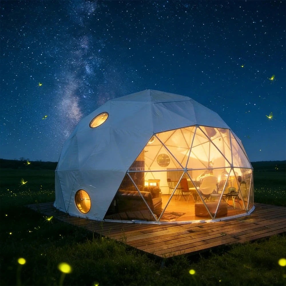 Customized Modern Camouflage Spherical Camping Tent Wind Resistant Durable Fast Build Four Seasons Use Single Layer