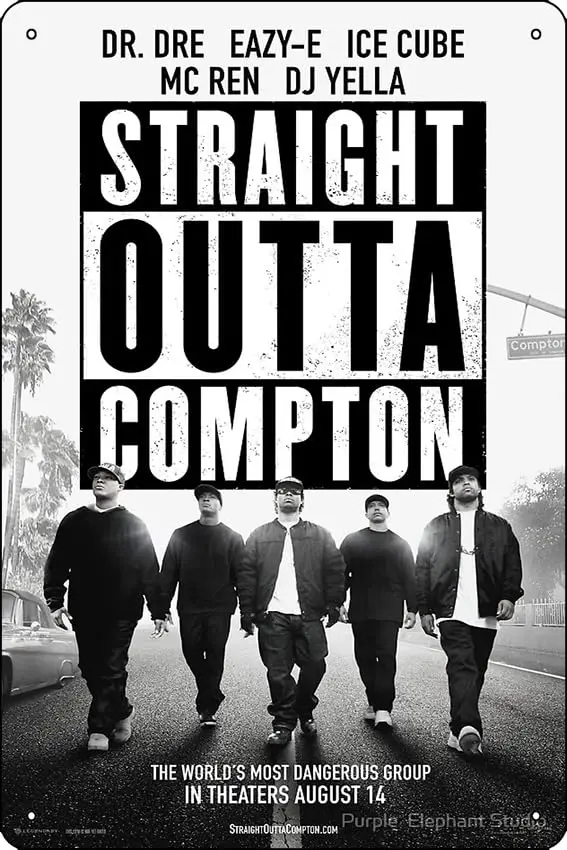 Straight Outta Compton Movie Poster Culture Poster Metal Tin Sign 12 X 8 Inch Funny Man Cave Home Office Bar Decor