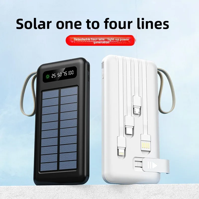 

Мобильный аккумулятор большой емкости 20000 мАч со встроенным кабелем Power Bank Трансграничная оптовая продажа на открытом воздухе солнечной энергии