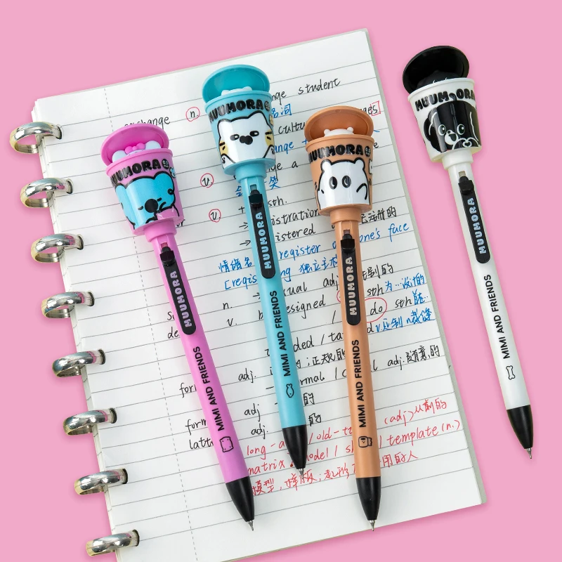 1pc canned push-button pen Cute Instagram-style high-aesthetic 0.5 quick-drying black practice pen Creative student stationery