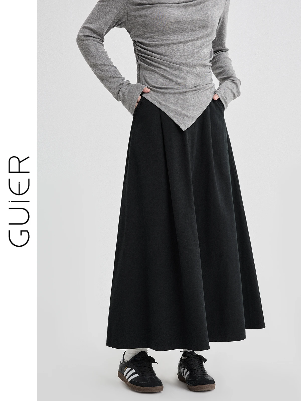 

Женская повседневная юбка А-силуэта с высокой талией, драпировкой и свободным кроем, из хлопка, на молнии, новинка весны