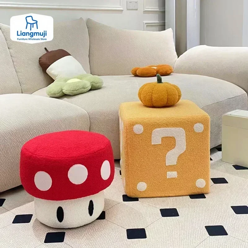 

Plush shoe changing stool,Creative and Interesting Question Mark Low Stool,Creative and fun mushroom stool, Home Furniture
