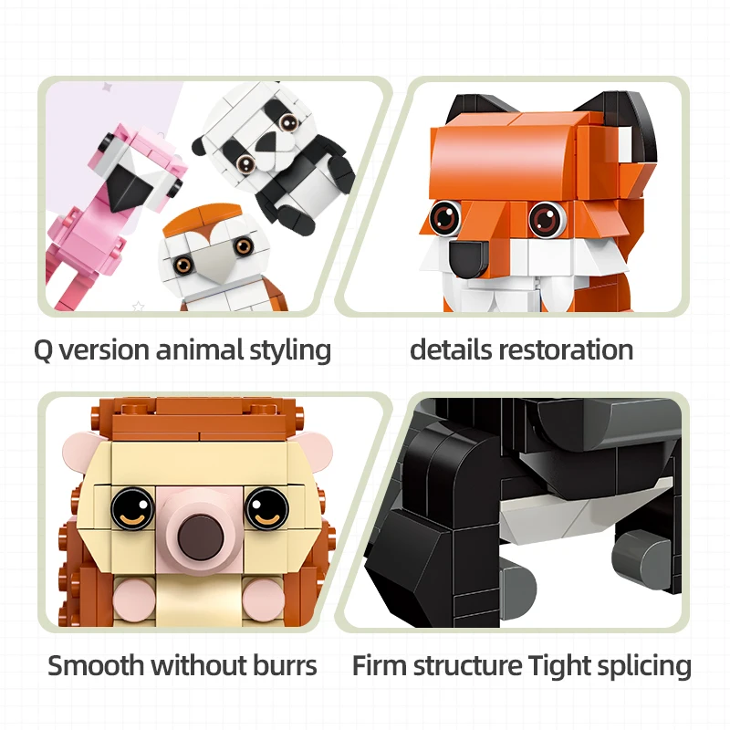 639PCS Mini Animal Building Blocks Ostrich Fox Panda Cute Pets Micro Bricks Model Assemble Toys Children Birthday Christmas Gift