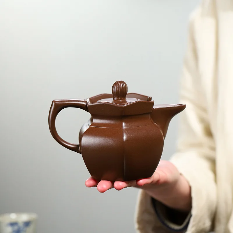 Wholesale Live-Streaming Secret Code Drop-Shipping Yixing Purple Clay Teapot Monk Cap Single Pot Home Use Kung Fu Tea Set