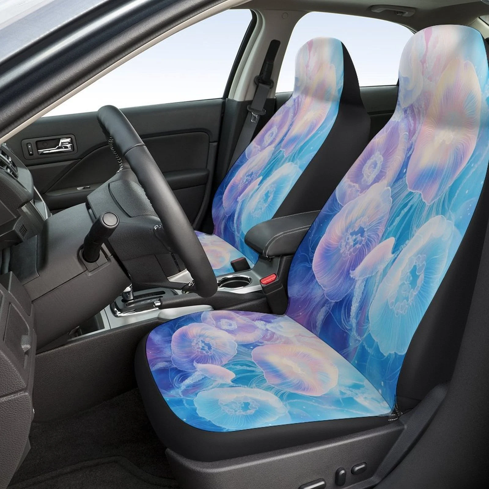 Jellyfish Dream Themed Car Seat Cover Set For Most Cars, Fashionable Novelty Car Seat Protector Covers Full Set, Universal Car S