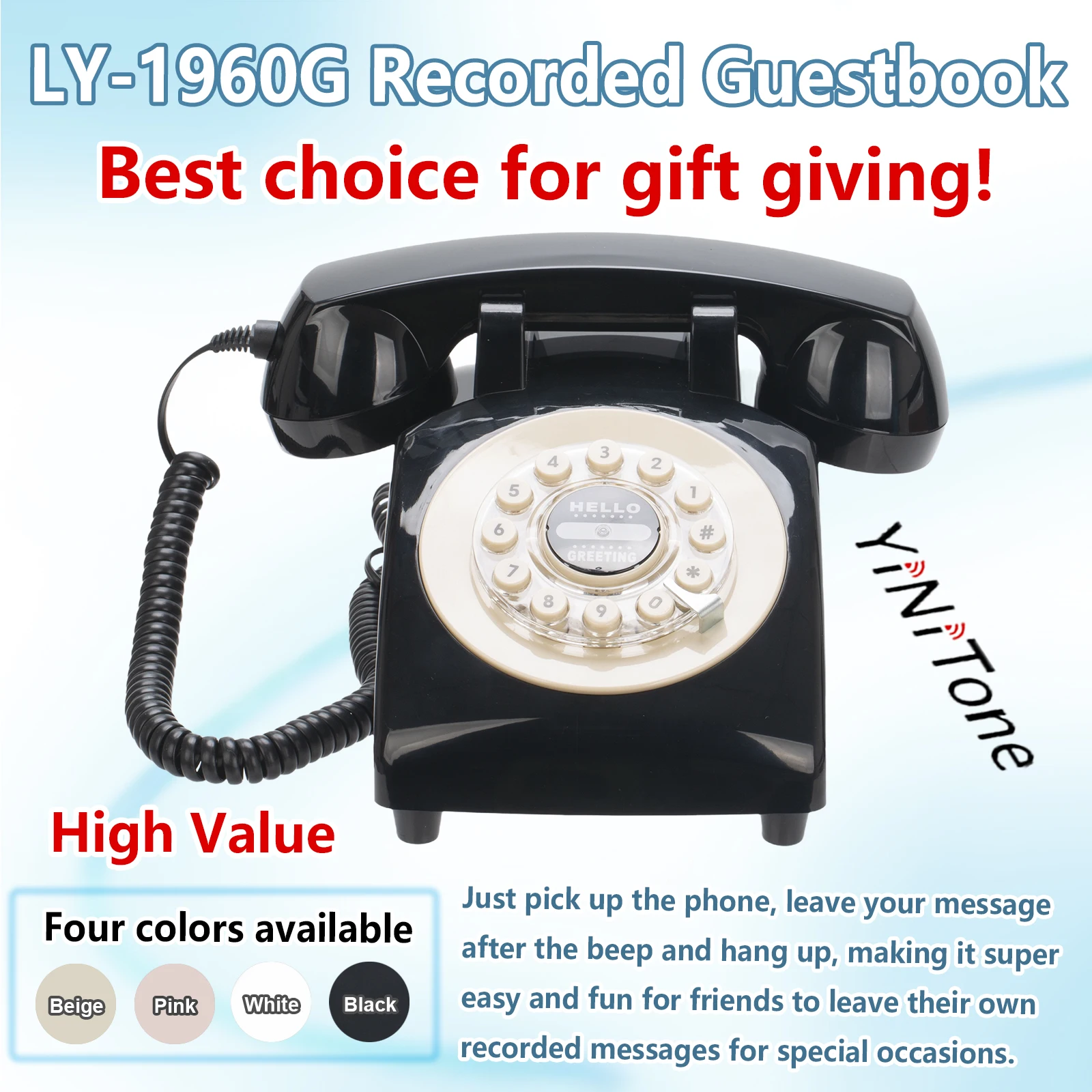 

LY-1960G Vintage Audio Guestbook Old Classic Design Wedding Party Premium Decorations DIY Original Recorder