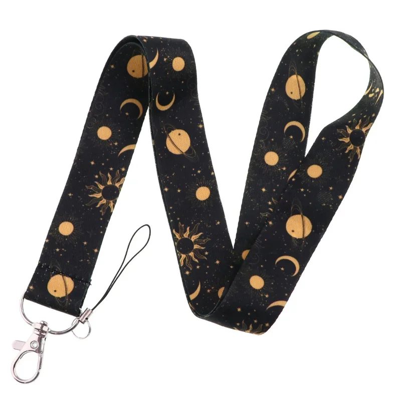 Imagem -05 - Space Planet Lanyards Keychain Cute Moon Neck Strap Phone Buttons id Card Holder Lanyard para Chaves Faça Você Mesmo Hanging Rope Lanyard