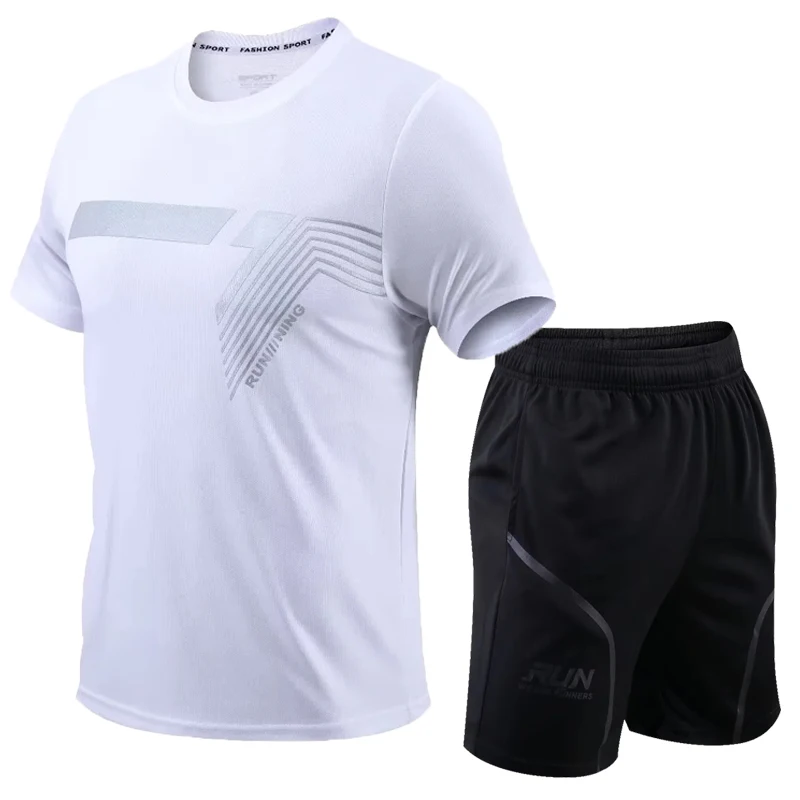 2 Pcs/Set Men\'s Tracksuit Gym Fitness badminton Sports Suit Clothes Running Jogging Sport Wear Exercise Workout set sportswear