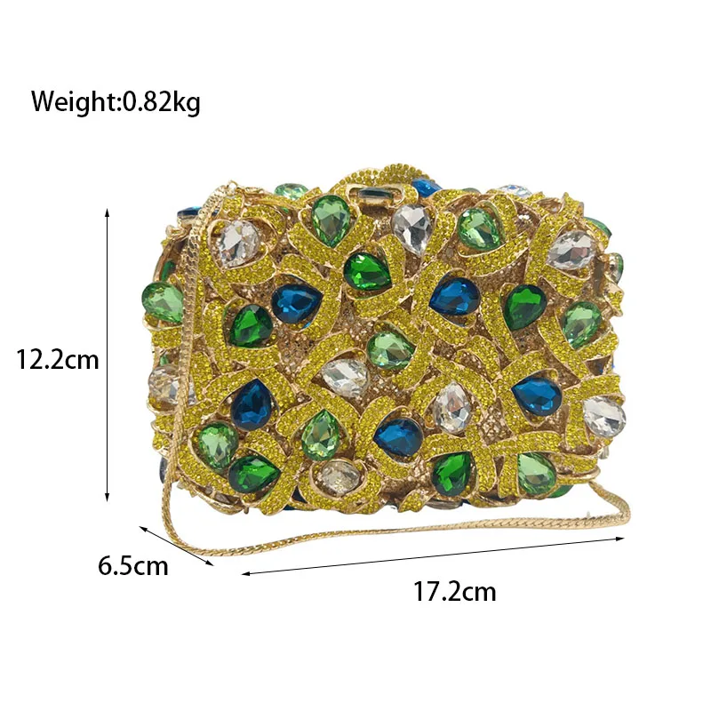Women New Diamond Evening Clutch Bags,Rhinestone Crystal Clutch Purse,Handmade Metal Wedding Patry Bridesmaid Pouch in