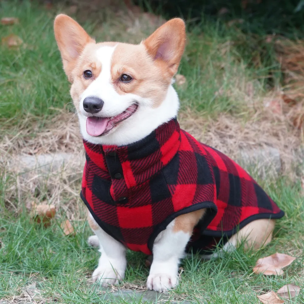 Winter Pet Dog Warm Jacket Cat Fleece Coat Plaid Hoddies Small Medium Large Dog Kitten Sweater French Buldog Big Dog Clothes