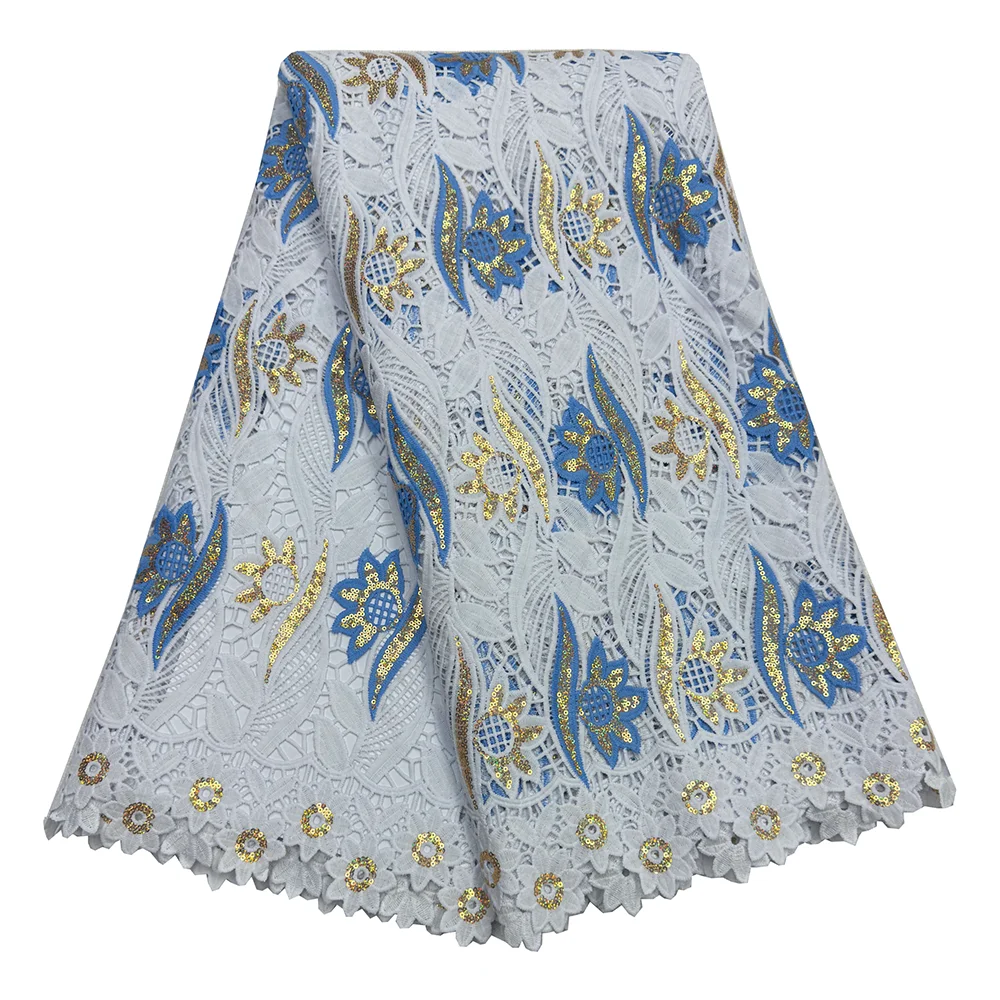 Французский красочный шнур, кружевная ткань, 5 ярдов, женский сетчатый материал для шитья свадебного платья, элегантное водорастворимое шнуровое кружево с блестками