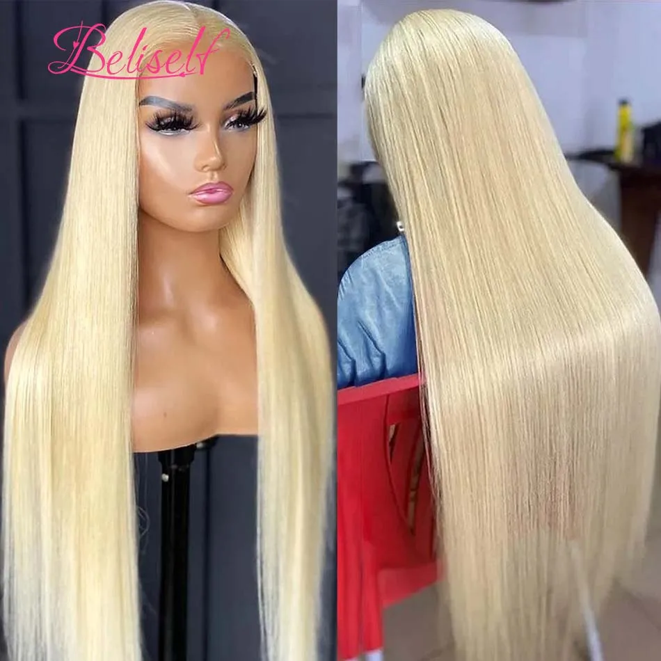 613 Blonde Lace Front Human Hair Wigs Straight Brazilian Hair 13x6 HD Lace Frontal Wigs 250 Density Lace Closure Wig Beliself